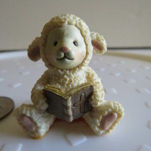 Sheep Lamb Reading BIBLE 1.5" tall RUSS brand Resin